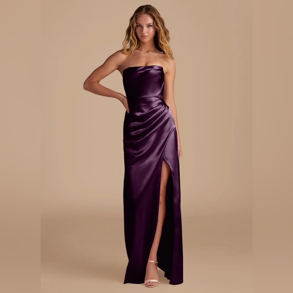 Elegant Purple Strapless Evening Gown